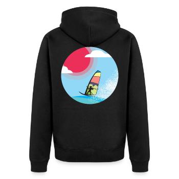 Windsurfer - Unisex Premium Bio Zip Hoodie - Schwarz - Hinten - Nico (187cm)