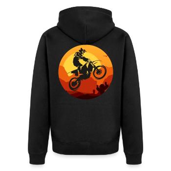 Motocross - Unisex Premium Organic Zip Hoodie - black - Back - Nico (187cm)