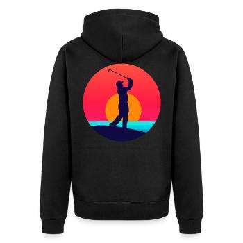 Golf - Unisex Premium Bio Zip Hoodie - Schwarz - Hinten - Nico (187cm)