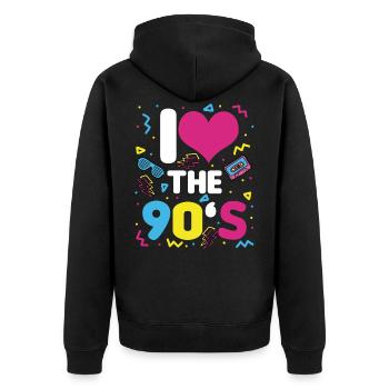 I LOVE 90 Années 90 Rétro Vintage 1990 - Veste à capuche bio Premium Unisexe - noir - Dos - Nico (187cm)