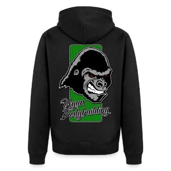 Bodybuilding végétalien (gorille) III - Veste à capuche bio Premium Unisexe - noir - Dos - Nico (187cm)