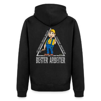 Best Worker - Unisex Premium Organic Zip Hoodie - black - Back - Nico (187cm)