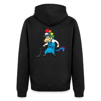 Chasseur de trésors avec détecteur de métaux licorne - Veste à capuche bio Premium Unisexe - noir - Dos - Nico (187cm)