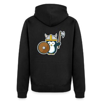 Wikinger Geschenk Wikinger Kawaii Wikinger Helm - Unisex Premium Bio Zip Hoodie - Schwarz - Hinten - Nico (187cm)