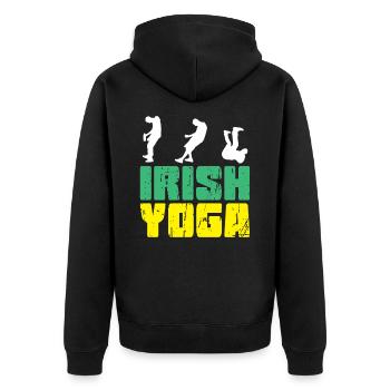 The Irish Yoga - Unisex Premium Bio Zip Hoodie - Schwarz - Hinten - Nico (187cm)