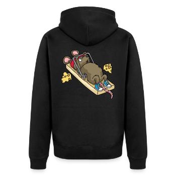 drôle de souris forte piège à souris fils fille sport - Veste à capuche bio Premium Unisexe - noir - Dos - Nico (187cm)