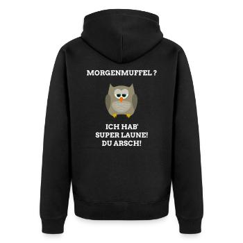 Ich hab_ super Laune. - Unisex Premium Bio Zip Hoodie - Schwarz - Hinten - Nico (187cm)