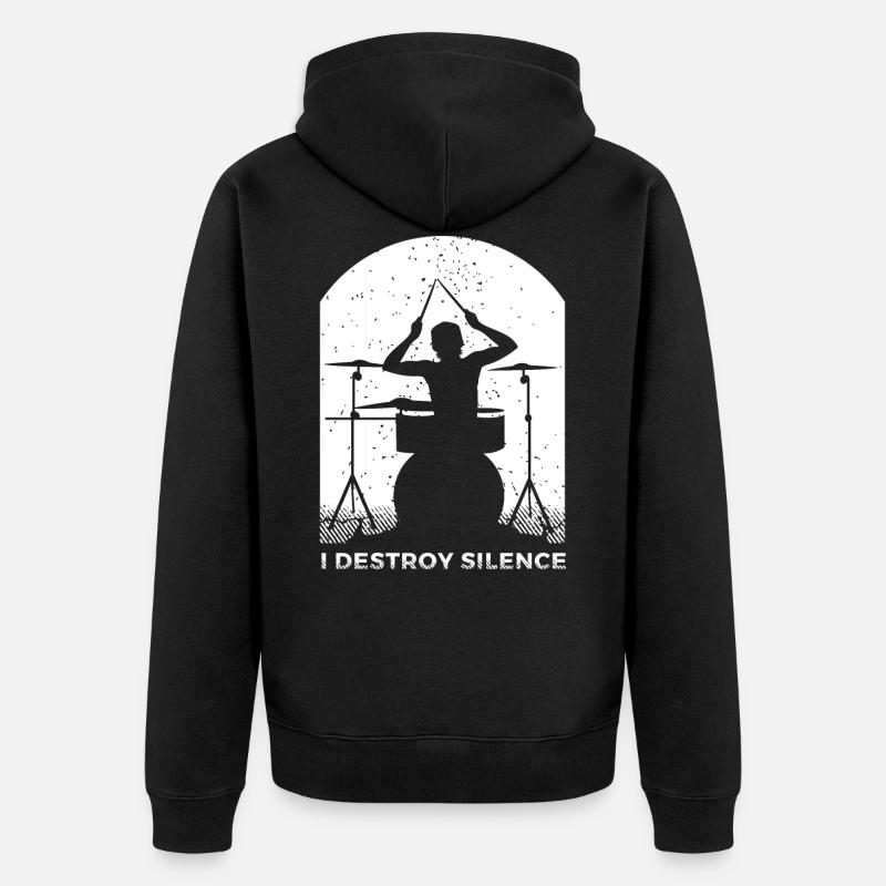 Drums Gift Drummer Percussion - Unisex Premium Organic Zip Hoodie - black
