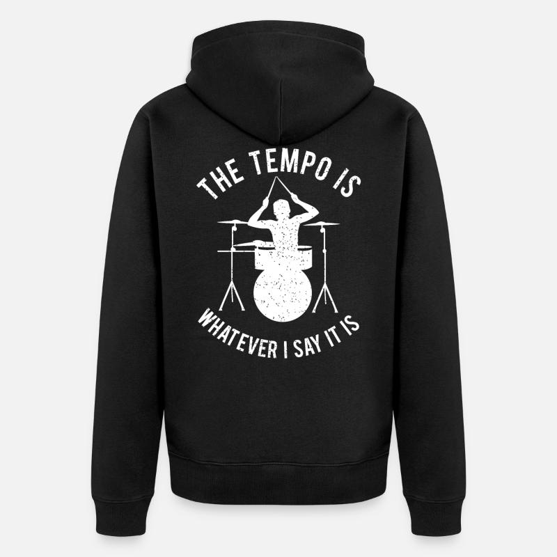 Drums Gift Drummer Percussion - Unisex Premium Organic Zip Hoodie - black