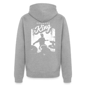 Schlagzeug Geschenk Schlagzeugspieler Percussion - Unisex Premium Bio Zip Hoodie - Grau meliert - Hinten - Nico (187cm)
