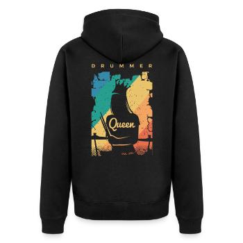 Schlagzeug Geschenk Schlagzeugspieler Percussion - Unisex Premium Bio Zip Hoodie - Schwarz - Hinten - Nico (187cm)