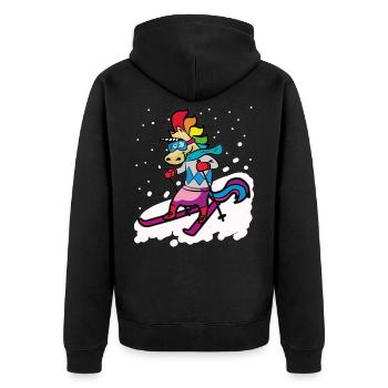 Skifahrendes Einhorn Ski Fahrer Skiurlaub - Unisex Premium Bio Zip Hoodie - Schwarz - Hinten - Nico (187cm)