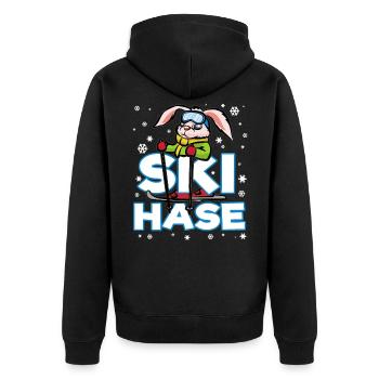 SKI HASE Skihase Schneehase Schnee Häschen - Unisex Premium Bio Zip Hoodie - Schwarz - Hinten - Nico (187cm)