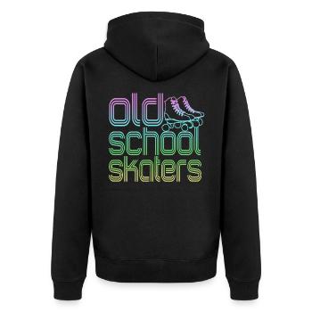 Roller Skates Old School Skaters - Unisex Premium Organic Zip Hoodie - black - Back - Nico (187cm)