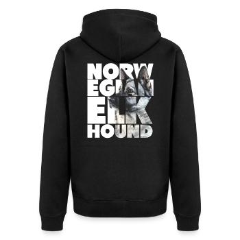 Norwegischer Elchhund I - Unisex Premium Bio Zip Hoodie - Schwarz - Hinten - Nico (187cm)