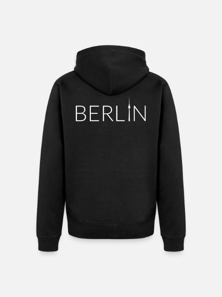 Berlin mit Fernsehturm Weiß - Unisex Premium Bio Zip Hoodie - Schwarz