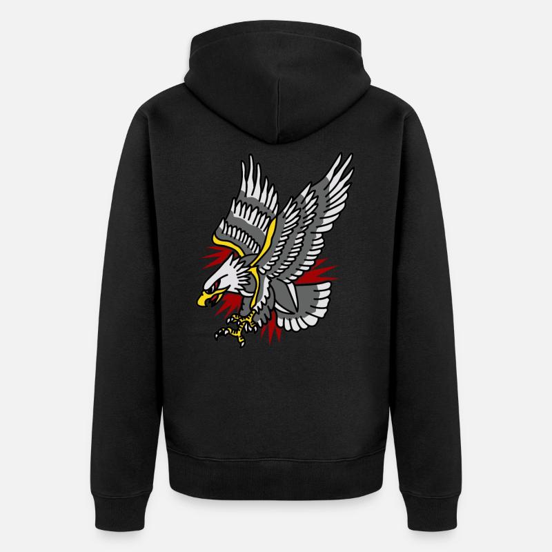 BALD EAGLE TATTOO - Unisex Premium Bio Zip Hoodie - Schwarz