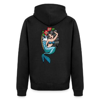 Sirène Tattoo - Veste à capuche bio Premium Unisexe - noir - Dos - Nico (187cm)