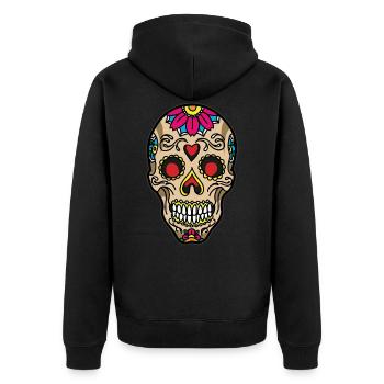 SUGAR SKULL TATTOO - Unisex Premium Organic Zip Hoodie - black - Back - Nico (187cm)