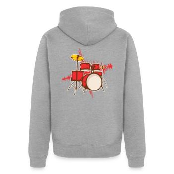 Schlagzeug Geschenk Schlagzeugspieler Percussion - Unisex Premium Bio Zip Hoodie - Grau meliert - Hinten - Nico (187cm)