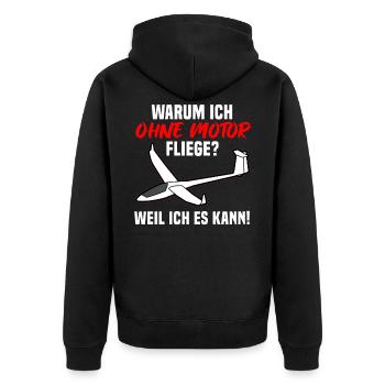 Segelflieger Segelflugzeug Segelflug Humor - Unisex Premium Bio Zip Hoodie - Schwarz - Hinten - Nico (187cm)