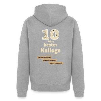 10 Jahre bester Kollege - Unisex Premium Bio Zip Hoodie - Grau meliert - Hinten - Nico (187cm)