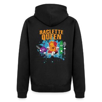 Cadeau Raclette Reine Fromage Reine Oignon Concombre - Veste à capuche bio Premium Unisexe - noir - Dos - Nico (187cm)