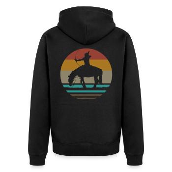 Retro Indian Horse Bow and Arrow Gift - Unisex Premium Organic Zip Hoodie - black - Back - Nico (187cm)