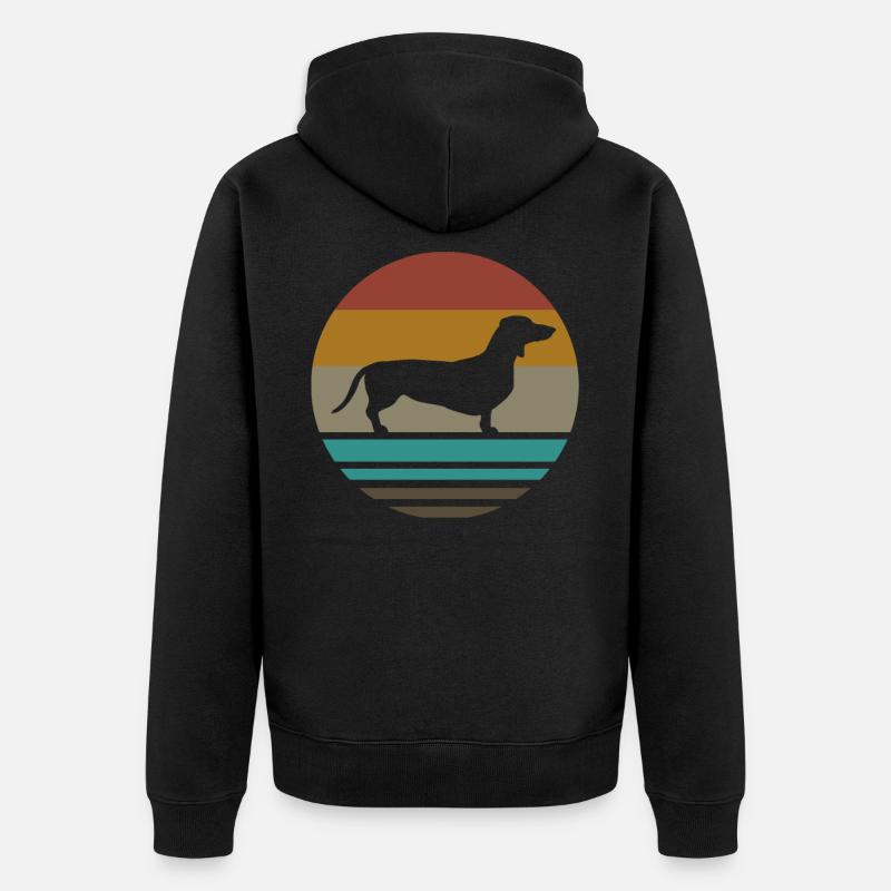 Dackel Retro Geschenk - Unisex Premium Bio Zip Hoodie - Schwarz
