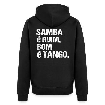 Tango - Unisex Premium Bio Zip Hoodie - Schwarz - Hinten - Nico (187cm)