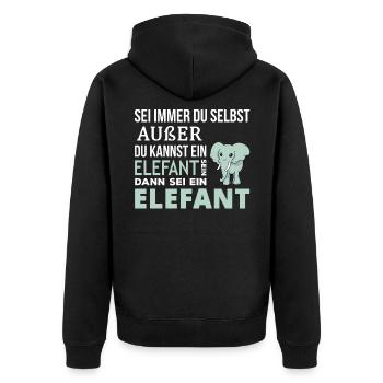 Elefant Elefanten Spruch Geschenk - Unisex Premium Bio Zip Hoodie - Schwarz - Hinten - Nico (187cm)
