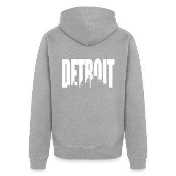 Detroit - Veste à capuche bio Premium Unisexe - gris chiné - Dos - Nico (187cm)
