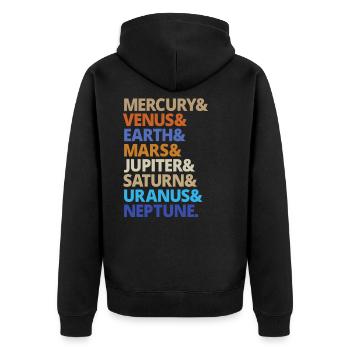 Planet Planeten Sonnensystem Milchstraße Geschenk - Unisex Premium Bio Zip Hoodie - Schwarz - Hinten - Nico (187cm)