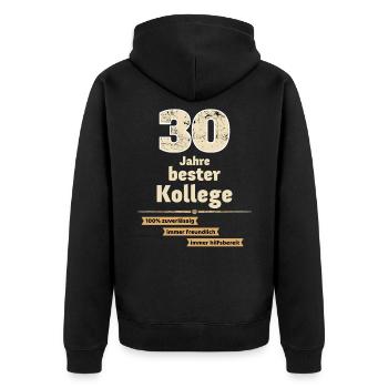 30 Jahre bester Kollege - Unisex Premium Bio Zip Hoodie - Schwarz - Hinten - Nico (187cm)