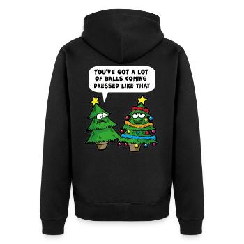 Christmas humor funny Christmas tree saying - Unisex Premium Organic Zip Hoodie - black - Back - Nico (187cm)