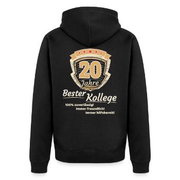 20 Jahre bester Kollege - Unisex Premium Bio Zip Hoodie - Schwarz - Hinten - Nico (187cm)