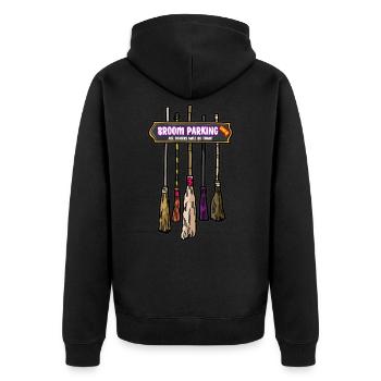 BROOM PARKING - Unisex Premium Organic Zip Hoodie - black - Back - Nico (187cm)