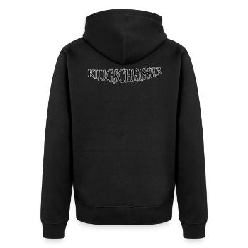 Klugscheisser 1 - Unisex Premium Bio Zip Hoodie - Schwarz - Hinten - Nico (187cm)