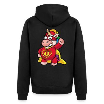 Super-héros licorne - Veste à capuche bio Premium Unisexe - noir - Dos - Nico (187cm)