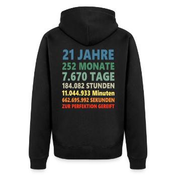 21ter 21 Jahre 21. Geburtstag Geschenk - Unisex Premium Bio Zip Hoodie - Schwarz - Hinten - Nico (187cm)