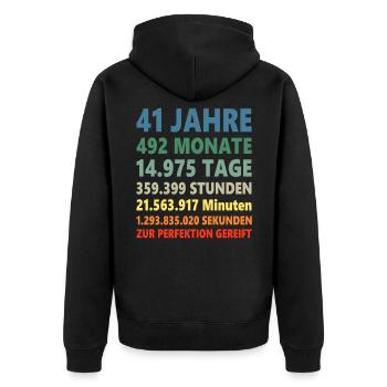 41ter Geburtstag 41 Jahre 41. Geschenk - Unisex Premium Bio Zip Hoodie - Schwarz - Hinten - Nico (187cm)