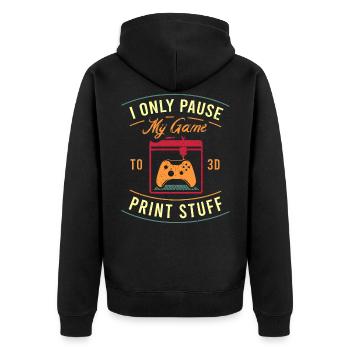 3D Print Video Player Funny Quote 3D Print - Unisex Premium Organic Zip Hoodie - black - Back - Nico (187cm)