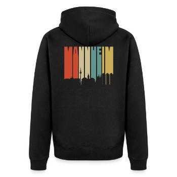 Mannheim - Unisex Premium Organic Zip Hoodie - black - Back - Nico (187cm)