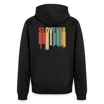 Slowenien - Unisex Premium Bio Zip Hoodie - Schwarz - Hinten - Nico (187cm)