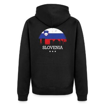 Slowenien - Unisex Premium Bio Zip Hoodie - Schwarz - Hinten - Nico (187cm)