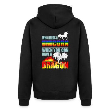 Drache - Unisex Premium Bio Zip Hoodie - Schwarz - Hinten - Nico (187cm)