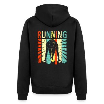 To run - Unisex Premium Organic Zip Hoodie - black - Back - Nico (187cm)
