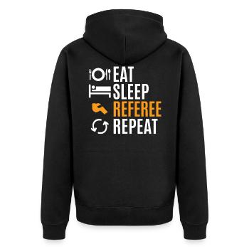 referee - Unisex Premium Organic Zip Hoodie - black - Back - Nico (187cm)