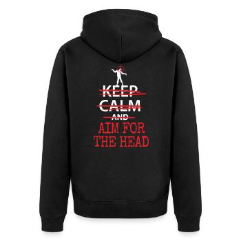 zombie - Unisex Premium Organic Zip Hoodie - black - Back - Nico (187cm)