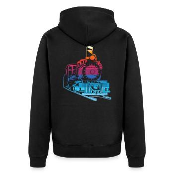 Zug Züge Modeleisenbahn Eisenbahn Geschenk - Unisex Premium Bio Zip Hoodie - Schwarz - Hinten - Nico (187cm)